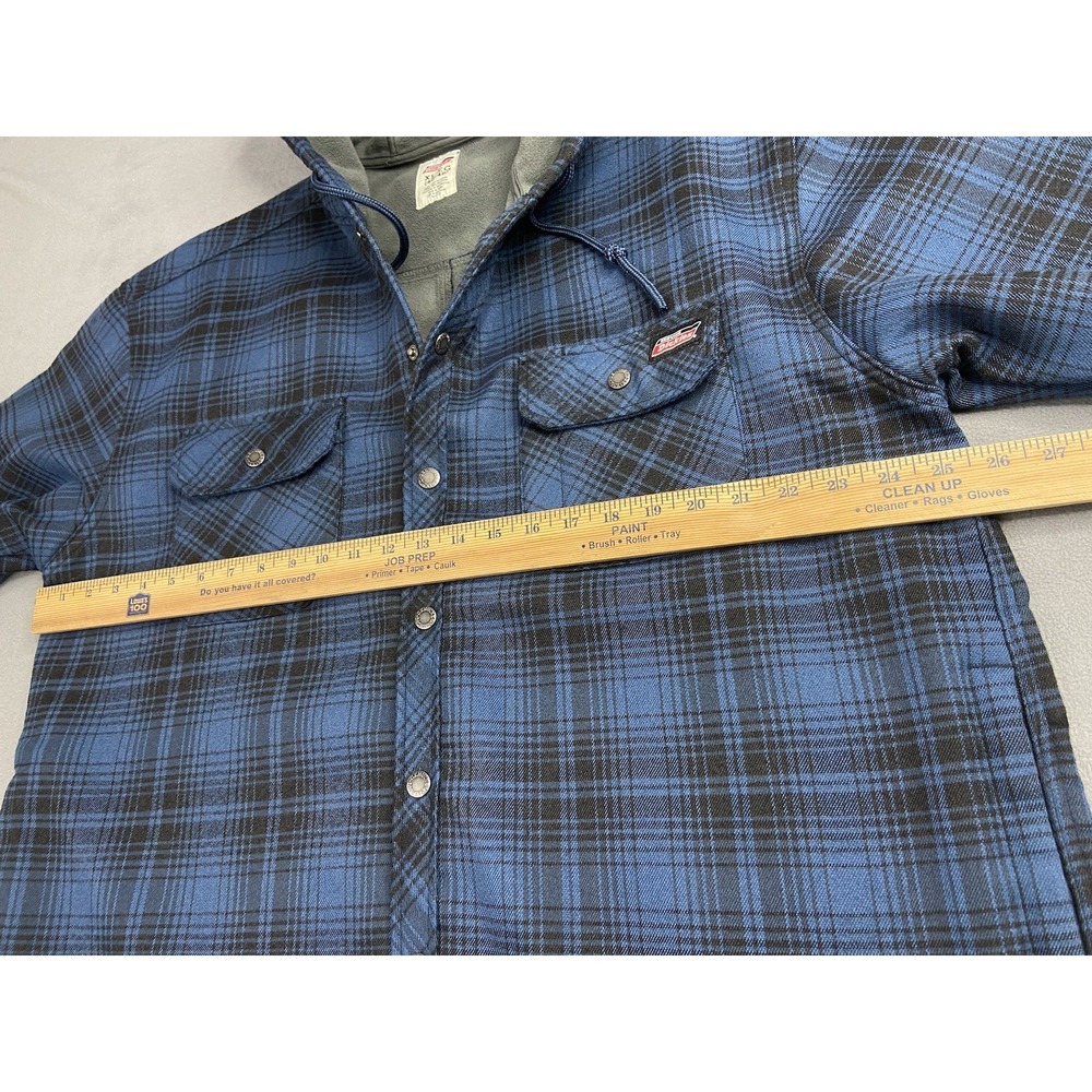 Dickies Jacket Shacket Men XL‎ Blue Plaid Flannel Hood Fleece Lined Barn Chore - Picture 7 of 11